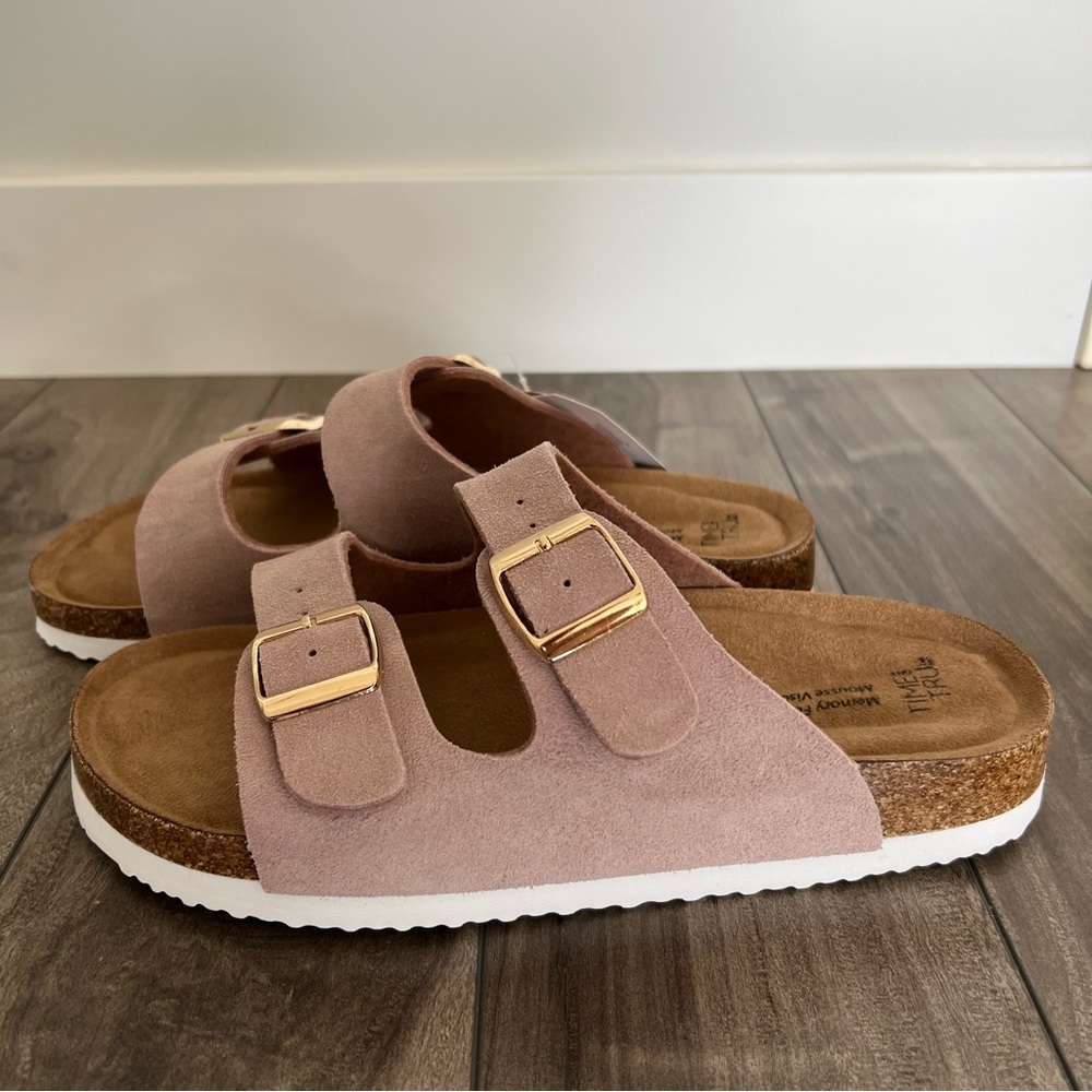 Pink Suede Faux Birkenstock Sandals - size 9